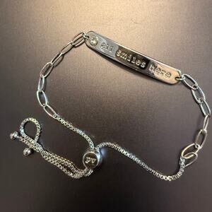 Pura Vida "All Smiles Here" Silver Tone Tennis Bracelet